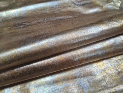 Peau de cuir de chèvre métallisé - orange clair/argent - Cuir en Stock