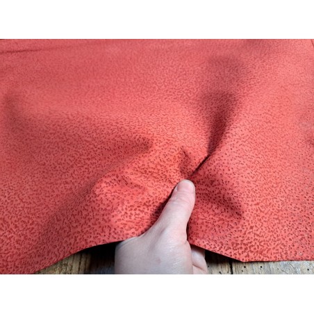Peau de cuir de chèvre - pépites - rouge mat - Cuir en Stock