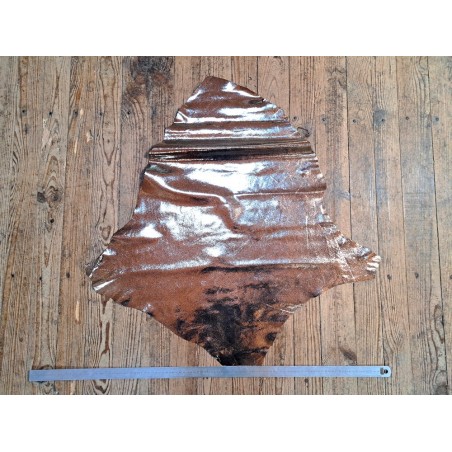 Kangourou - grains galuchat - métallisée - Argenté/Noir - cuir en stock