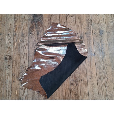 Peau de kangourou effet grains galuchat métallisés - Argent/Noir