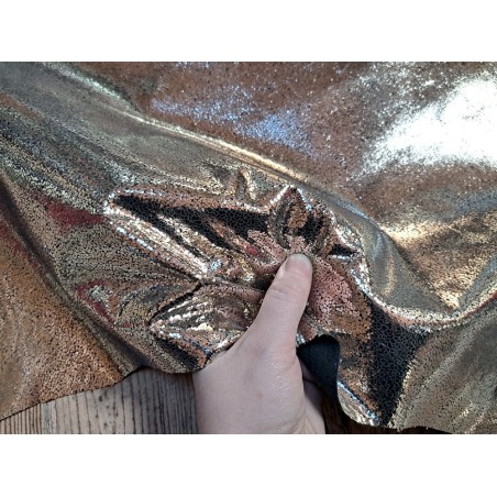 Kangourou - grains galuchat - métallisée - Argenté/Noir - cuirenstock