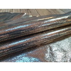 Kangourou - grains galuchat - métallisée - Argenté/Noir - cuirenstock