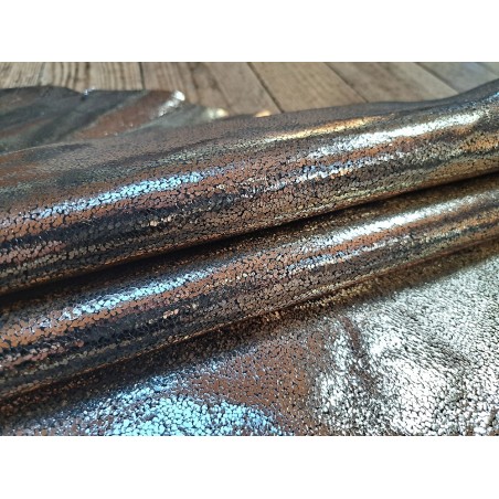 Kangourou - grains galuchat - métallisée - Argenté/Noir - cuirenstock