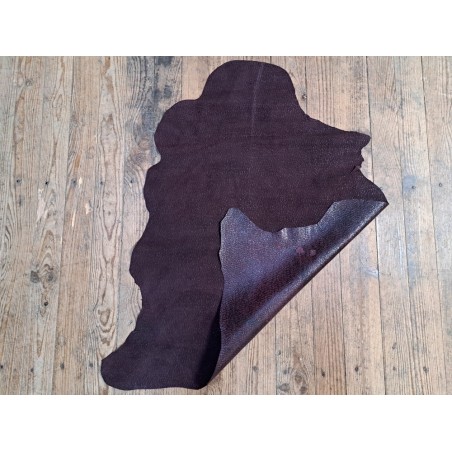 Peau d'agneau velours - félin - bordeaux - Cuir en stock