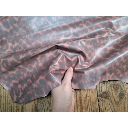 Peau d'agneau nuancé léopard - rose - Cuir en stock