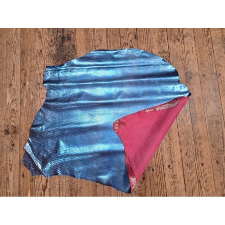 Mouton grains losanges - relief métallisés - Bleu/Rose - cuirenstock