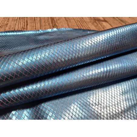 Mouton grains losanges - relief métallisés - Bleu/Rose - cuiresntock