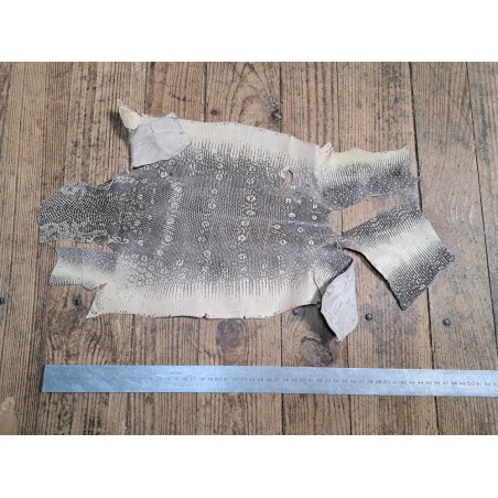 Lot de 2 peaux de cuir de lézard - A - Anthracite/Naturelle