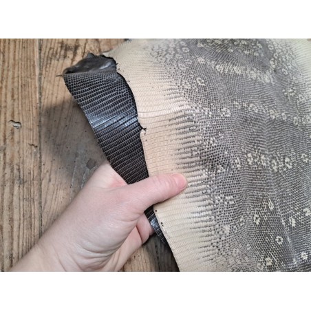 Lot de 2 peaux de cuir de lézard - A - Anthracite/Naturelle