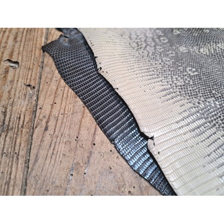 Lot de 2 peaux de cuir de lézard - A - Anthracite/Naturelle