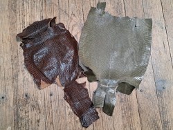 Lot de 2 peaux de cuir de lézard - B - Kaki/Brun