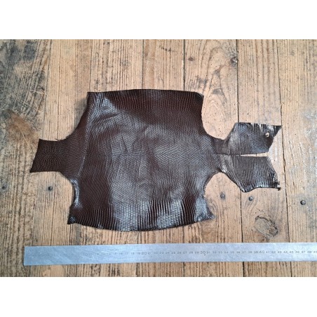 Lot de 2 peaux de cuir de lézard - C - Naturelle/Chocolat