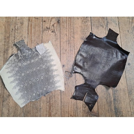 Lot de 2 peaux de cuir de lézard - C - Naturelle/Chocolat