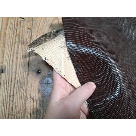 Lot de 2 peaux de cuir de lézard - C - Naturelle/Chocolat