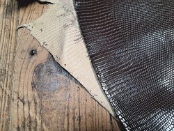 Lot de 2 peaux de cuir de lézard - C - Naturelle/Chocolat