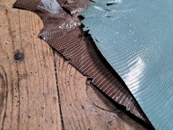 Lot de 2 peaux de cuir de lézard - D - Bleue/Taupe