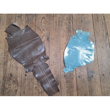 Lot de 2 peaux de cuir de lézard - D - Bleue/Taupe