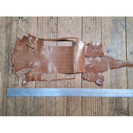 Lot de 2 peaux de cuir de lézard - E -  Camel/Saumon