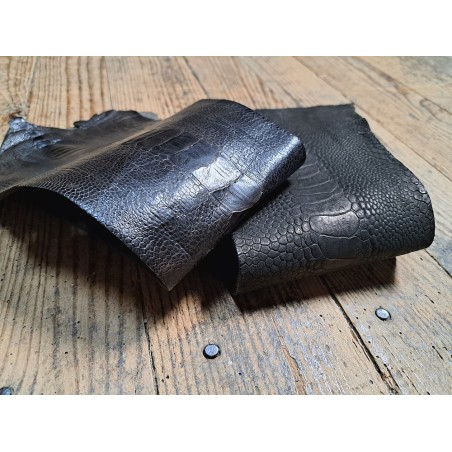 Lot de 2 pattes d'autruche - E - Chocolat/Noir mat - Cuir en Stock