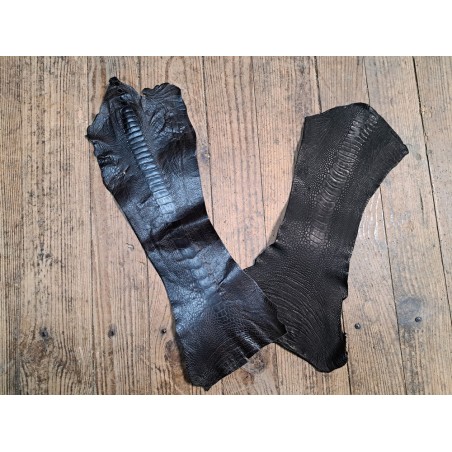 Lot de 2 pattes d'autruche - E - Chocolat/Noir mat - Cuir en Stock