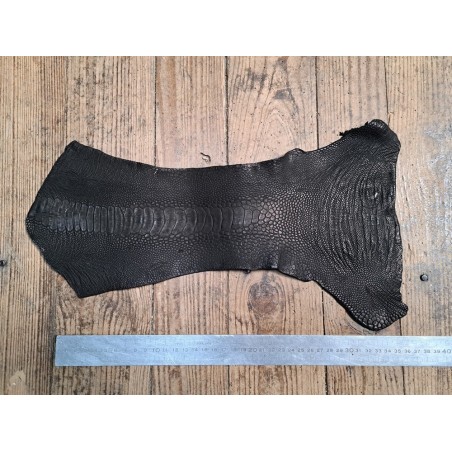 Lot de 2 pattes d'autruche - E - Chocolat/Noir mat - Cuir en Stock