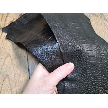 Lot de 2 pattes d'autruche - E - Chocolat/Noir mat - Cuir en Stock