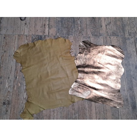 Lot de 2 peaux de cuir d'agneau et de chèvre - Bonnes affaires