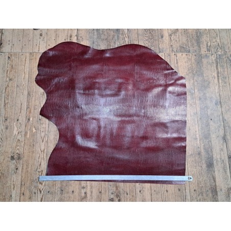 Demi peau de cuir de veau façon lézard - Bordeaux - B