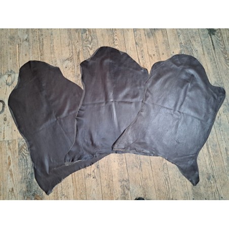 Lot de 3 peaux de cuir stretch identiques - Chocolat
