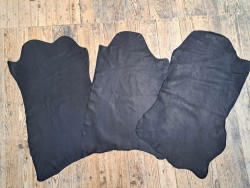 Lot de 3 peaux de cuir stretch - noir mat - Cuirenstock