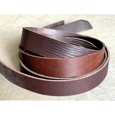 Lot de 3 bandes de cuir tannage végétal – Brun/Marron – Cuir européen recyclé | Cuir en Stock