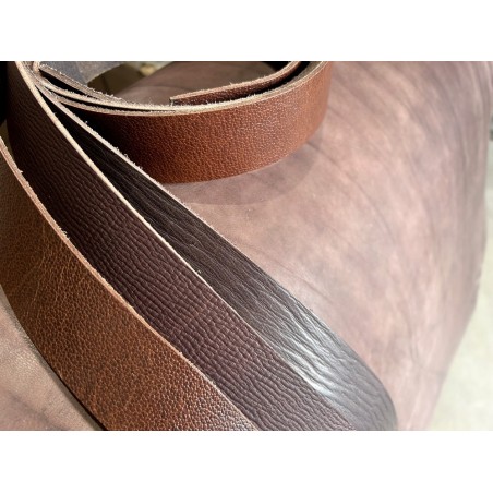 Lot de 3 bandes de cuir tannage végétal – Brun/Marron – Cuir européen recyclé | Cuir en Stock