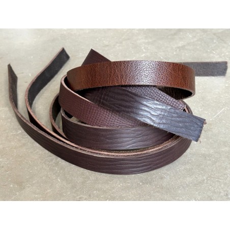 Lot de 3 bandes de cuir tannage végétal – Brun/Marron – Cuir européen recyclé | Cuir en Stock
