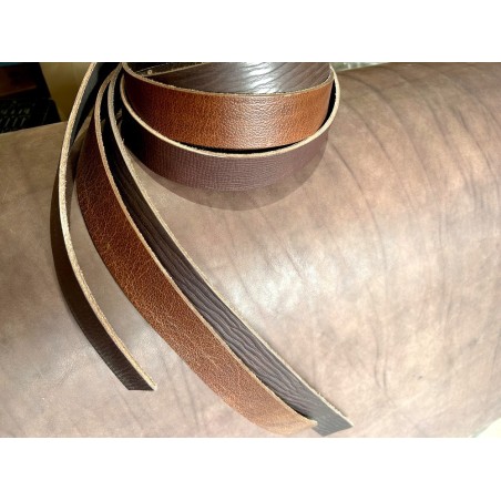 Lot de 3 bandes de cuir tannage végétal – Brun/Marron – Cuir européen recyclé | Cuir en Stock