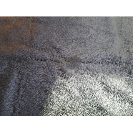 Demi-peau de cuir de vache grainé - Noir mat - B - Cuir en Stock