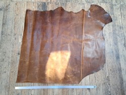 Demi-peau de cuir de vachette pullup ciré - Brun - B