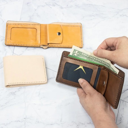 Kit portefeuille en cuir naturel – Prêt à coudre, idéal débutants (tannage végétal) - Cuir en Stock