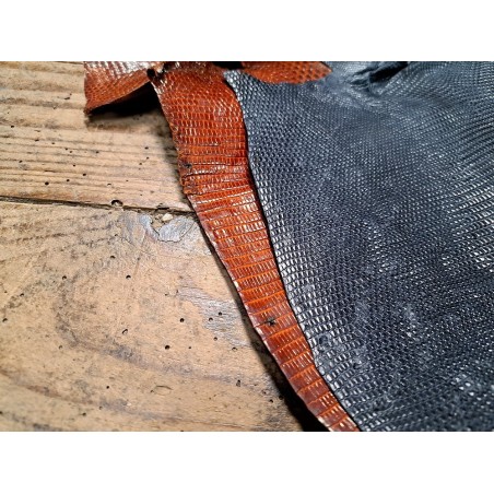 Lot de 2 peaux de cuir de lézard - B - Gris/Brun acajou