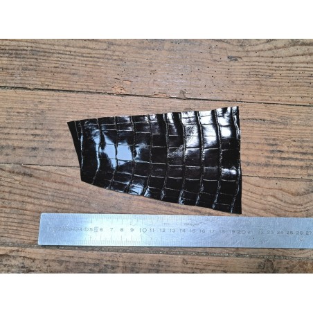Peau de crocodile véritable - Noir - Cuir en Stock