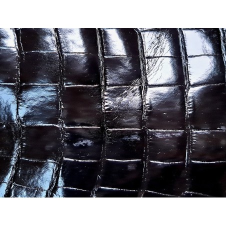 Peau de crocodile véritable - Noir - Cuir en Stock