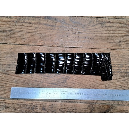 Cuir de crocodile - queue noir satiné - Cuir en Stock