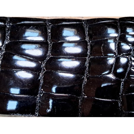 Cuir de crocodile - queue noir satiné - Cuir en Stock