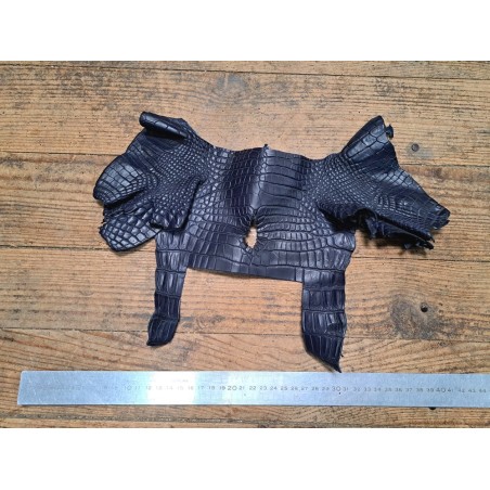 Peau de crocodile bleu marine mat - Cuir en Stock