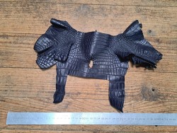 Peau de crocodile bleu marine mat - Cuir en Stock