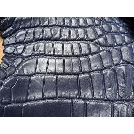 Peau de crocodile bleu marine mat - Cuir en Stock