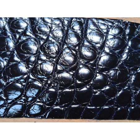 Peau de crocodile - Noir bleuté - Cuir en Stock