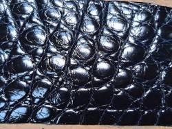 Peau de crocodile - Noir bleuté - Cuir en Stock