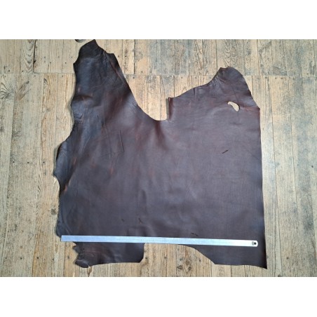 Demi-peau de cuir gras de vachette pullup  - Marron -A- Cuir en Stock