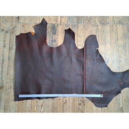 Demi-peau de cuir gras pullup - Marron - B - Cuir en Stock