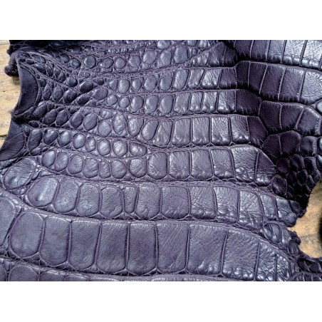 Peau de cuir de crocodile véritable - Violet mat - Cuir en Stock